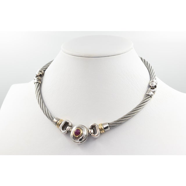 Late 20th Century Italian Yurman Style Sterling Silver Cable Collar Necklace For Sale - Image 11 of 12