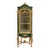 Grand Green French-Style Display Vitrine – Gold Leaf Ornamentation, Tufted Interior & Glass Shelving For Sale