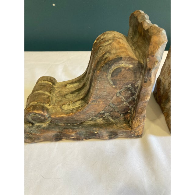 Farmhouse Vintage Architectural Column Ceramic Bookends – Rustic Stone Finish Pair For Sale - Image 3 of 8