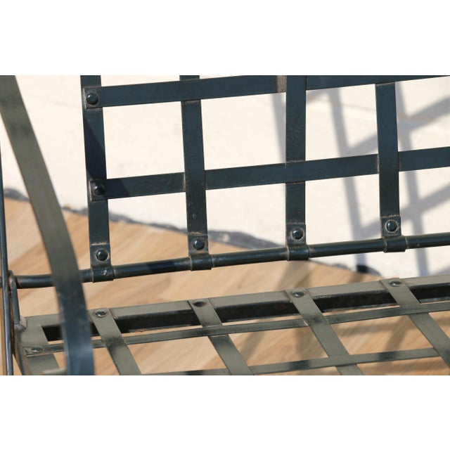 Vintage Pair of French Wrought Iron Folding Patio Chairs by Hervé Baume | Outdoor Armchairs | France 1970s For Sale - Image 10 of 18