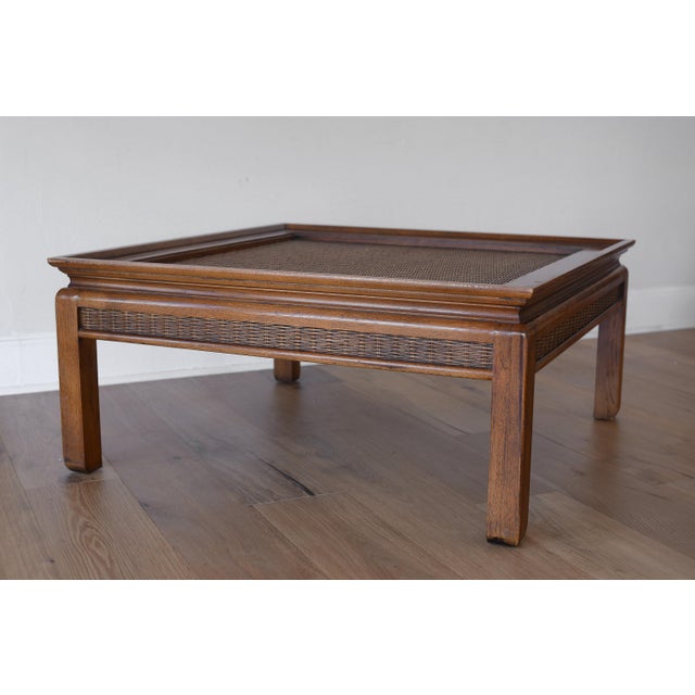 1950s MCM Hollywood Regency Pagoda Coffee Table With Rattan Accents For Sale - Image 13 of 13