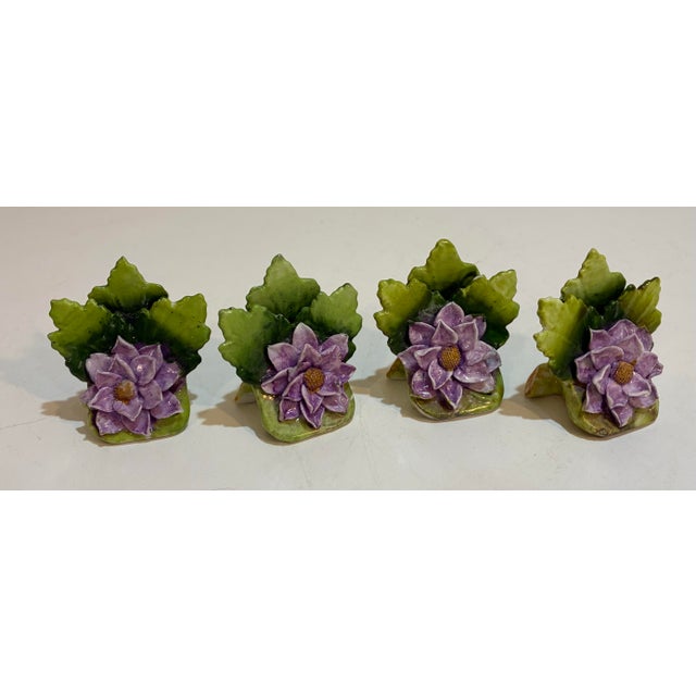 Vintage German Porcelain Flower Place Card Holders - Set of 9 For Sale - Image 11 of 11