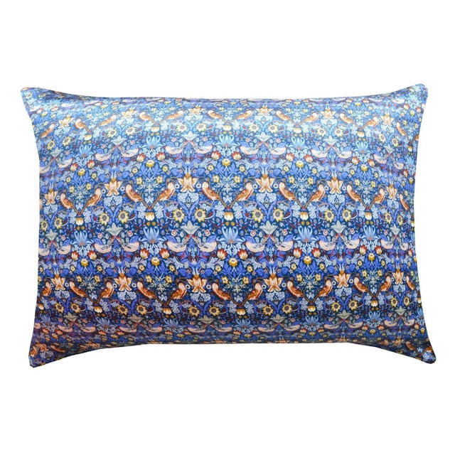 Not Yet Made - Made To Order Silk Pillowcase Made With Liberty Fabric Strawberry Thief Cobalt For Sale - Image 5 of 5