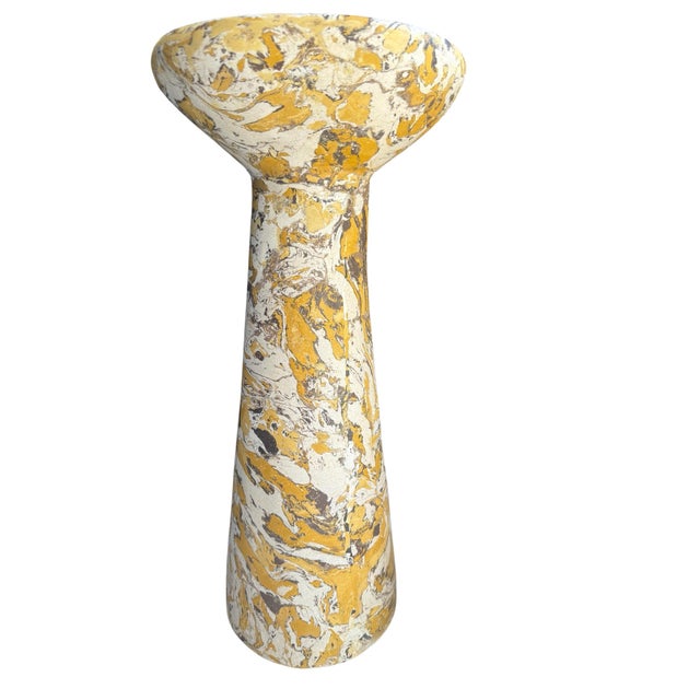 2020s Pair of Scagliola Drink Tables in Giallo Tigrato Faux Marble For Sale - Image 5 of 8