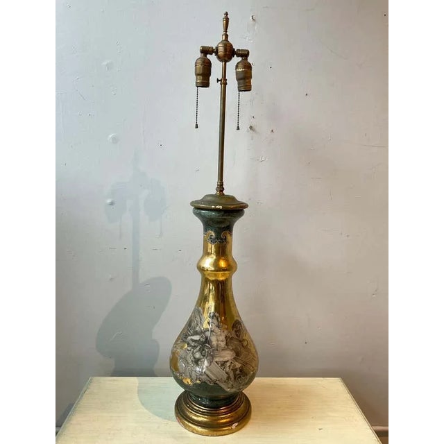 Eglomise 1950s Italian Classical Lamp For Sale In New York - Image 6 of 12