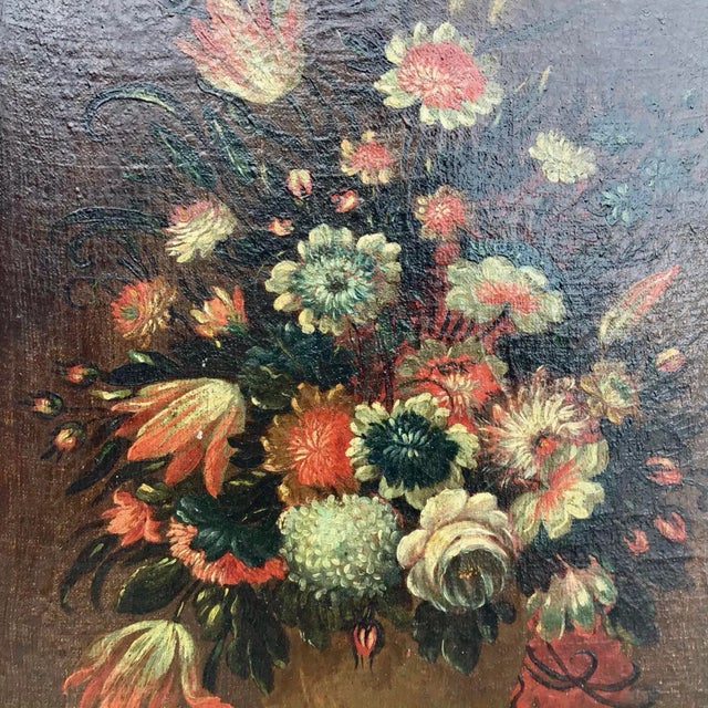 Antique Old Master Floral Still Life Oil Painting Flowers 18th Century Italian For Sale - Image 4 of 9
