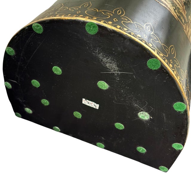 Rare Vintage Sarreid Ltd. English-Style Tole Chinoiserie Coal Scuttle Reproduction For Sale - Image 9 of 16