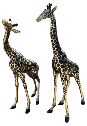 Large Brass Giraffe Figurines, 1990s, Set of 2