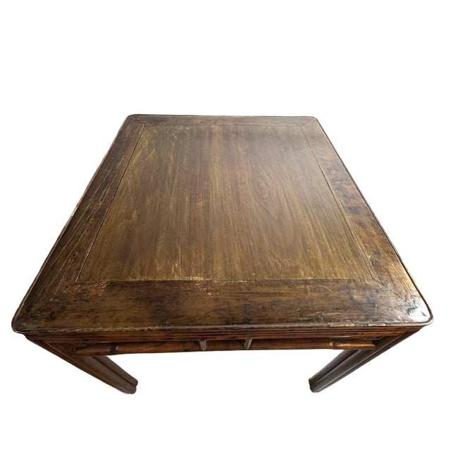 Chinese Antique Peach Wood Square Table in Ming Dynasty Style For Sale In Chicago - Image 6 of 11