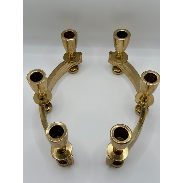 Mid 20th Century Vintage Dirilyte Gold Tone 6 Candle Candelabra Set For Sale - Image 5 of 10