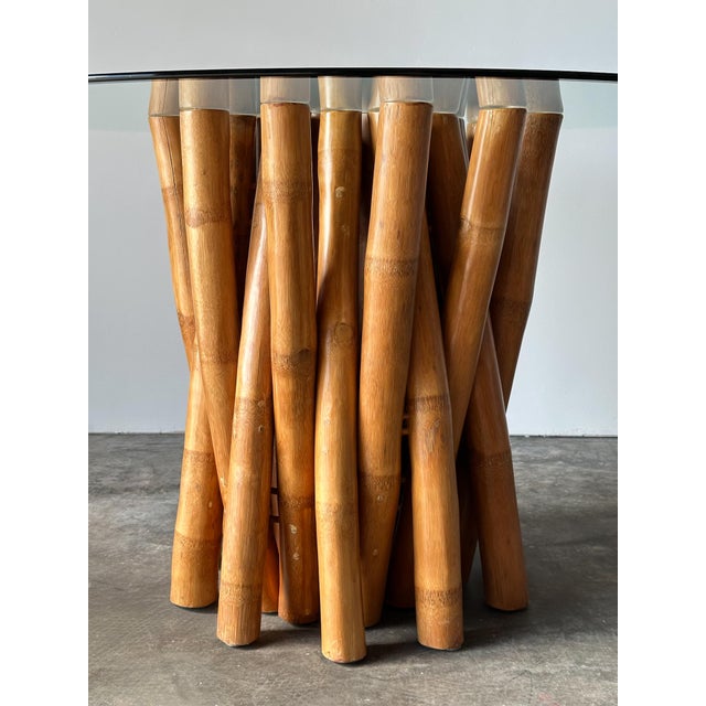 Vintage Bundled Bamboo Glass-Top Dining Table, Attributed to Budji Layug For Sale - Image 15 of 17