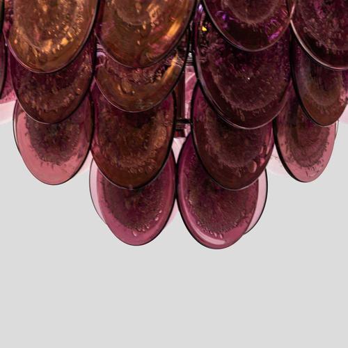 Metal Purple Disc Pulegoso Glass Square Shaped Hanging Light For Sale - Image 7 of 11