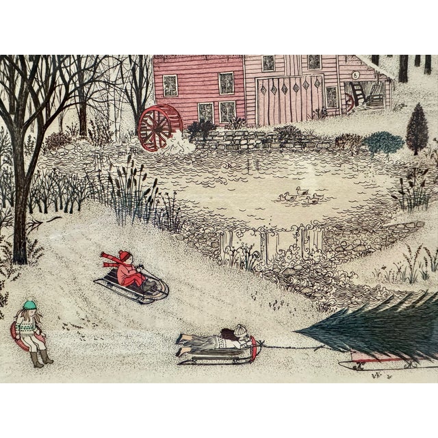 “Winter Solstice” by Cuca Romley, a signed and pencil-numbered hand-colored etching from an edition of 150. The title and...