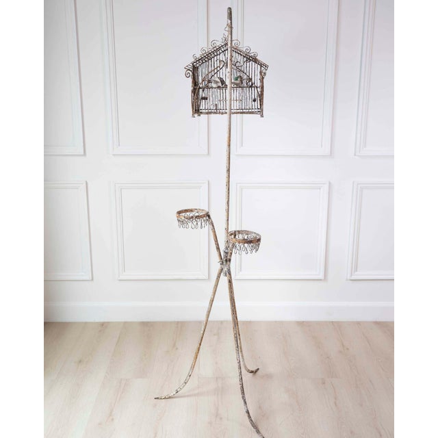 Mid 20th Century Charming French Birdcage Plant Stand with Original Paint For Sale In Atlanta - Image 6 of 15