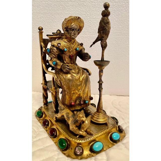 Late 19th Century Victorian Gem Set Gold Washed Figurine For Sale - Image 12 of 12