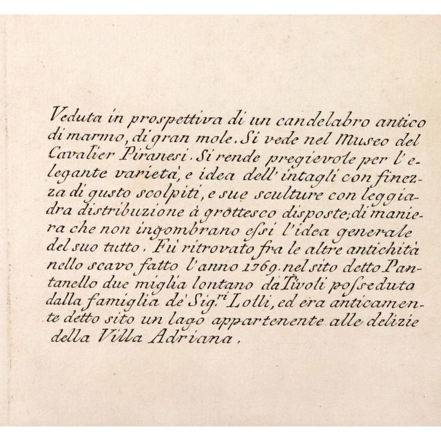 Piranesi Etching of a Monumental Candelabrum With Cranes From Hadrian’s Villa Circa 1770–1774 For Sale - Image 9 of 9