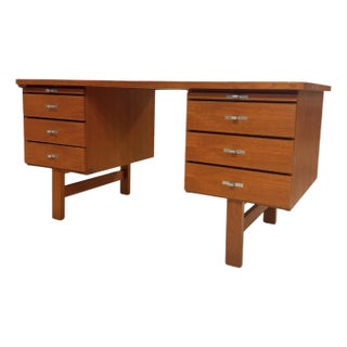 Mid-Century Modern Danish Teak Executive Desk For Sale