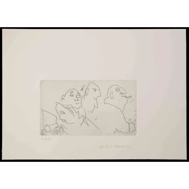 The Meeting is an original Etching realized by Mino Maccari in mid-20th Century. Good conditions. Hand-signed by the...