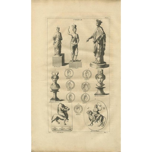After Bernard de Montfaucon, Cybele, Magna Mater Classical Goddess Statues and Medals, 1721, Engraving For Sale - Image 9 of 9