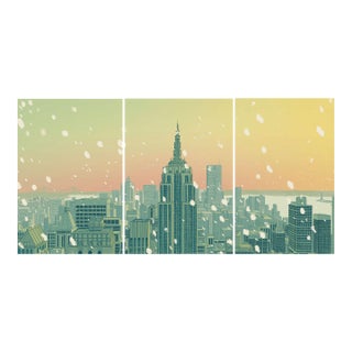 Empire State Building Triptych Limited Edition Print on Entrada Rag by Marz Junior For Sale