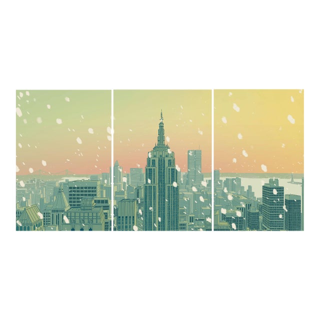 Empire State Building Triptych Limited Edition Print on Entrada Rag by Marz Junior For Sale