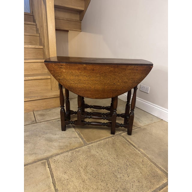 Antique Oak Drop Leaf Gateleg Table, 1900 For Sale - Image 3 of 8