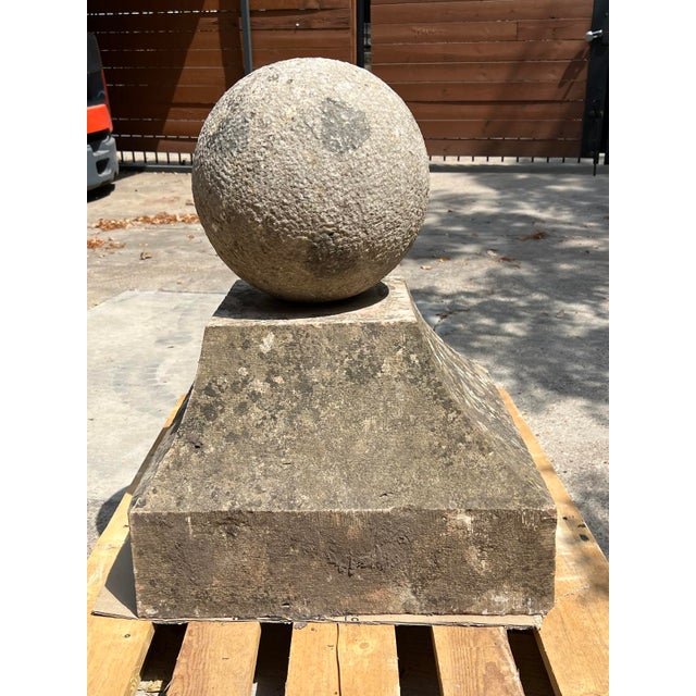 Pair of 18th Century French Carved Limestone Pillar Ball Finials For Sale - Image 9 of 18