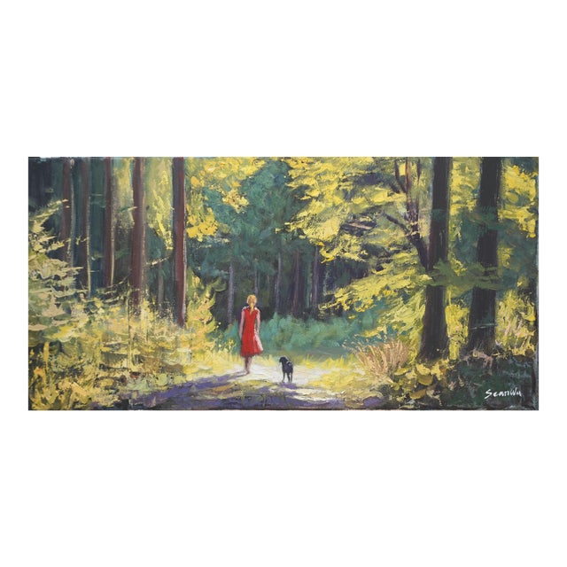 Original Oil Painting of Walking in the Forest For Sale