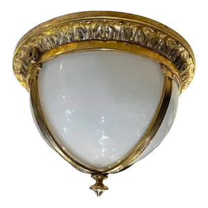 1920's Caldwell Flush Mount With Opaline Glass