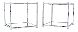 Mid-Century Modern Cube Shape Chrome Framed End Tables - a Pair