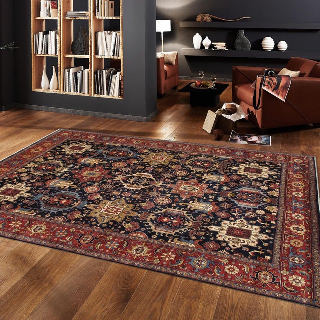Textile Pasargad Home Karabakh Navy Wool Area Rug, 8' 9'' X 12' 0'' For Sale - Image 7 of 7