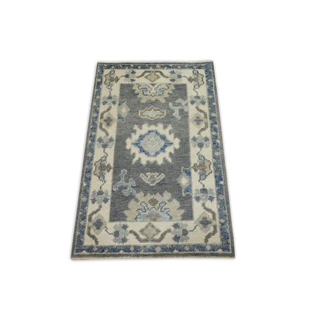 Turkish Oriental 21st Century Hand Knotted Limed and Clay Ash Turkish Oushak Rug 2' X 3'3" For Sale - Image 3 of 5