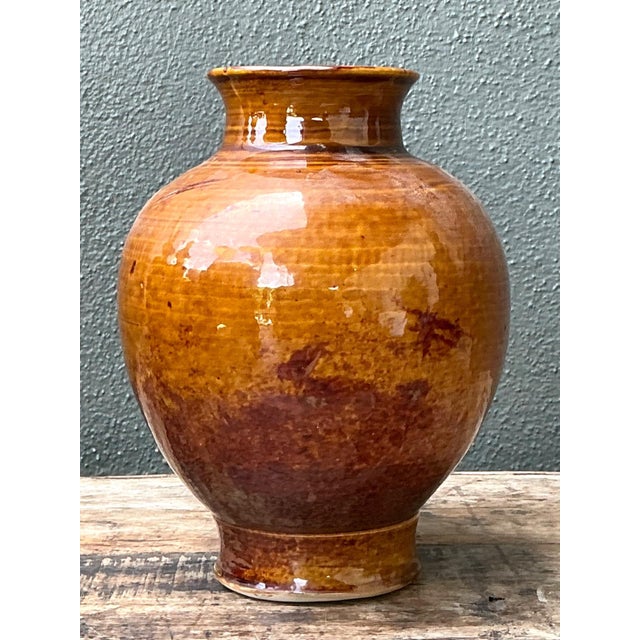 Vintage Textured Ceramic Pottery Vase For Sale - Image 11 of 16