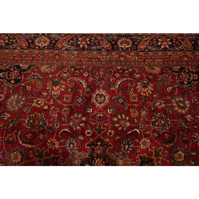 Red Makhmalbaf Signed Fine Hand-Woven Persian Ghom Room Size Wool Rug, Circa 1940s For Sale - Image 8 of 11
