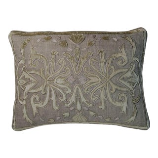 Velvet & Linen with Down Insert 14"x20" Throw Pillow For Sale