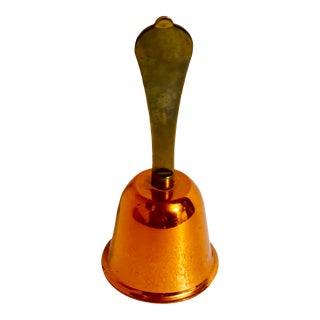 Vintage 1900s Copper Bell With Brass Handle and Clapper For Sale