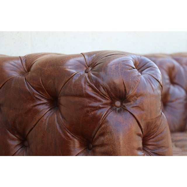 2000 - 2009 Vintage Tufted Brown Distressed Leather For Sale - Image 5 of 18