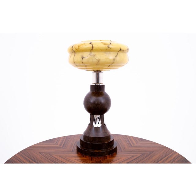 Wood Art Deco Table Lamp, Poland, 1950s For Sale - Image 7 of 7