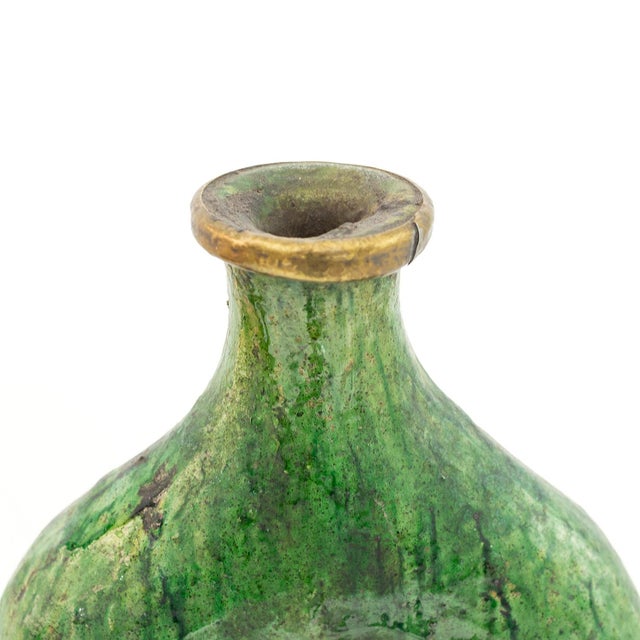 Tamegroute Green Glazed Ceramic Sculptural Vase | One of a Kind For Sale - Image 6 of 6