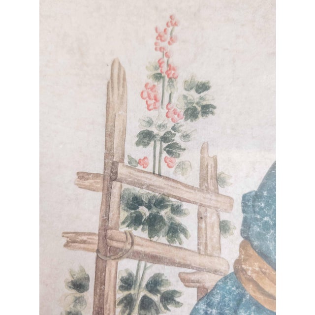 19th Century French Chinoiserie Chinese Export Style Watercolor Painting For Sale - Image 15 of 18