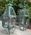 Turquoise Pair of Vintage Solid Brass Wall Lanterns – Large Beveled Glass Sconces For Sale - Image 8 of 17