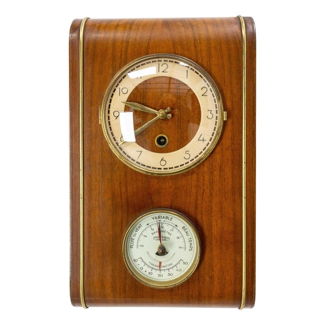 French Pendulum Clock and Aneroid Barometer, 1960 For Sale