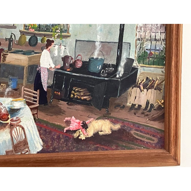 Outsider Art Primitive Amish Kitchen Scene by Mama Mary K. (C. 1950s–1970s) For Sale - Image 9 of 13