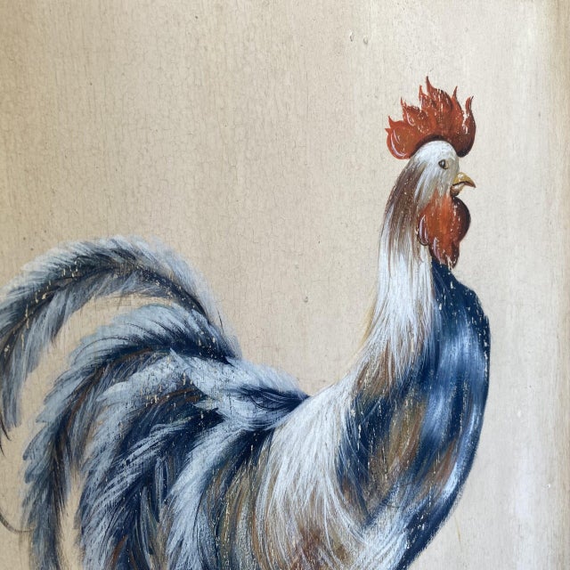 Roosters, 1920s, Oil Paintings on Panel, Framed, Set of 4 For Sale - Image 9 of 10