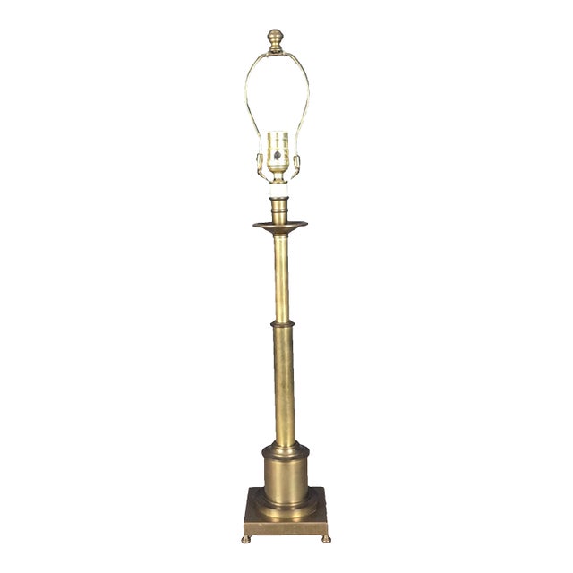 1990s Ethan Allen Adjustable "Telescope" Brass Table Lamp For Sale