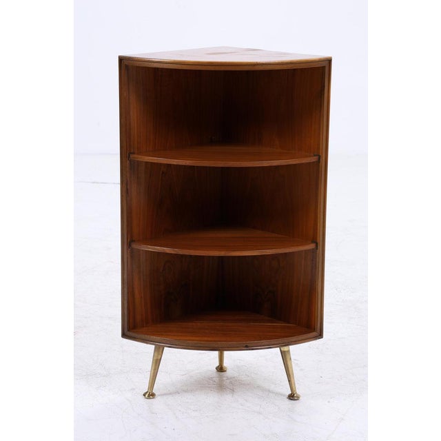 Mid-Century Wooden Corner Shelf with Brass Feet, 1960s For Sale - Image 16 of 16