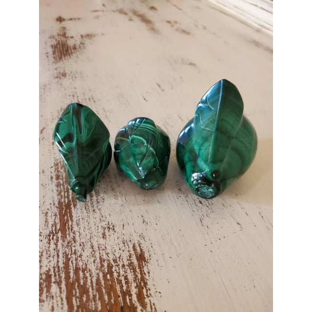 Green Malachite Carved & Polished Stones - Set of 3 For Sale - Image 8 of 8