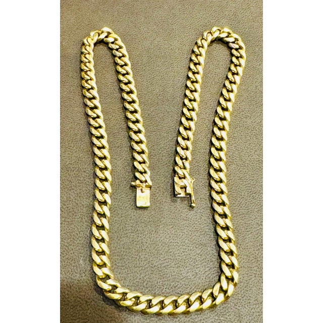 Contemporary Vintage 14 Karat Yellow Gold 96.7 Gm Miami Cuban Link Italian Chain Unisex, 20" For Sale - Image 3 of 18