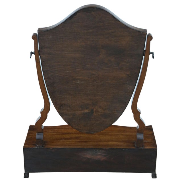Brown Antique Serpentine Shield-Shaped Mahogany Dressing Table Mirror, 19th Century For Sale - Image 8 of 10