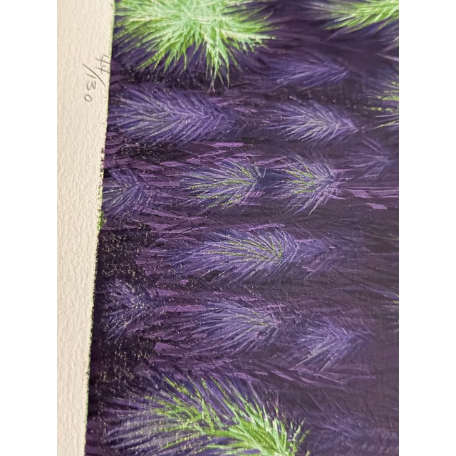Paper Gordon Mortensen "Beach Flowers" Signed Numbered Woodcut Art Print, For Sale - Image 7 of 7